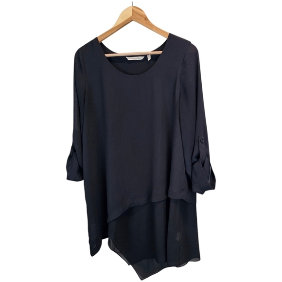 Soft Surroundings Womens Asymmectrical Hem Tunic Medium Black Minimalist Fairy - Picture 6 of 14